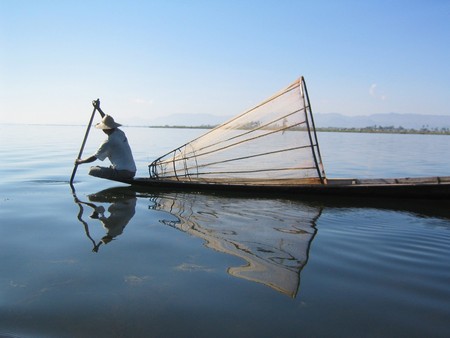 A fisherman on Inle Lake